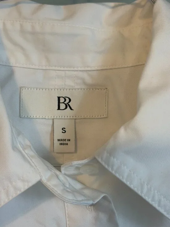 Banana Republic White Short Sleeve Button Down Cropped Shirt Size Small - Picture 4 of 6